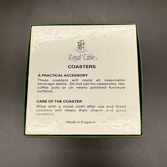 Vintage Royal Table Set of 4 Pink and Green Floral Cork Coasters Made in England - Picture 4 of 8